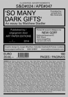 So Many Dark Gifts, An Essay By Matthew Stadler